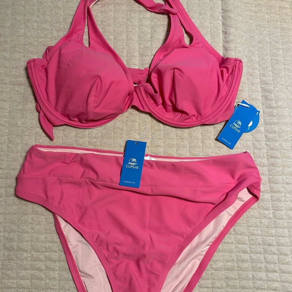 Cupshe Vibrant Pink Bikini Set